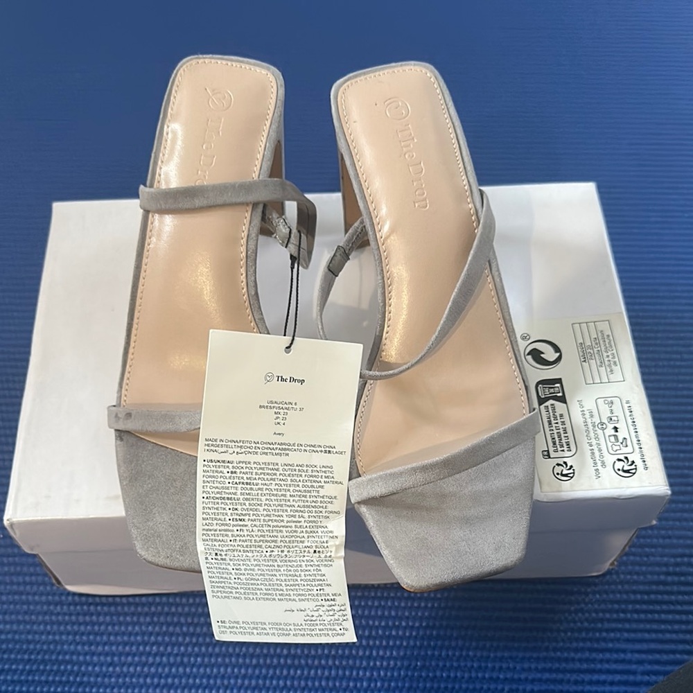 The Drop Women's Gray Strappy Heels